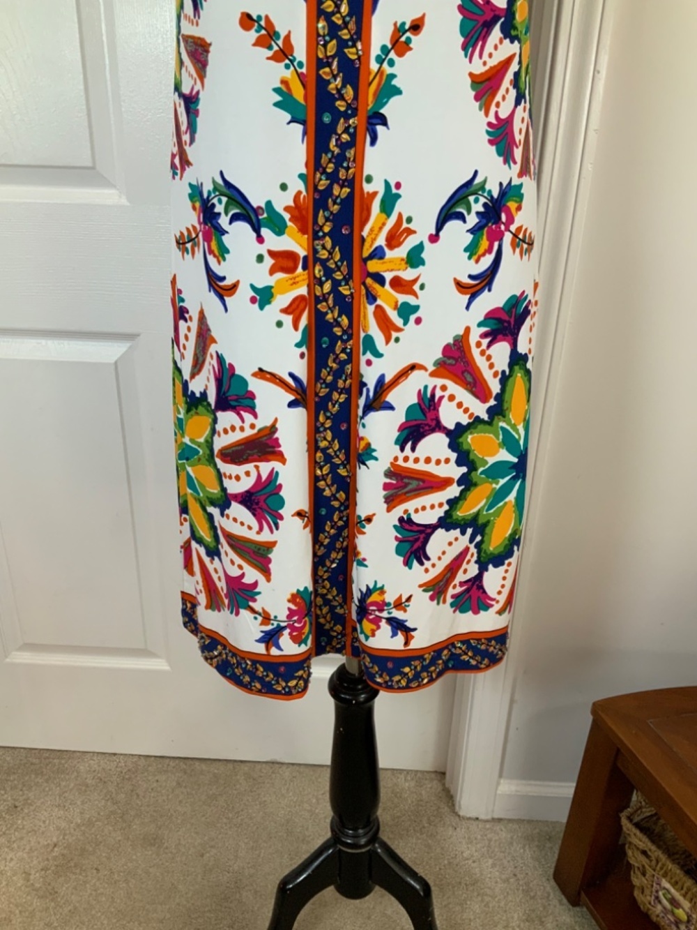 Anthropologie Eci Folk Multicolor Beaded Resort Folkloric Boho Midi Dress 10 - Picture 3 of 10